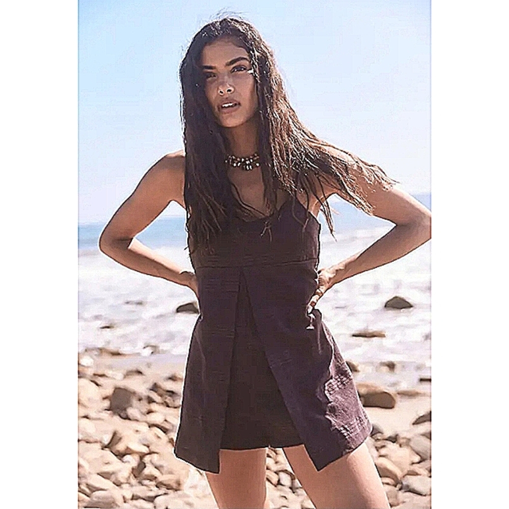 NEW Free People ENDLESS SUMMER Romy black split front Skort Romper XS